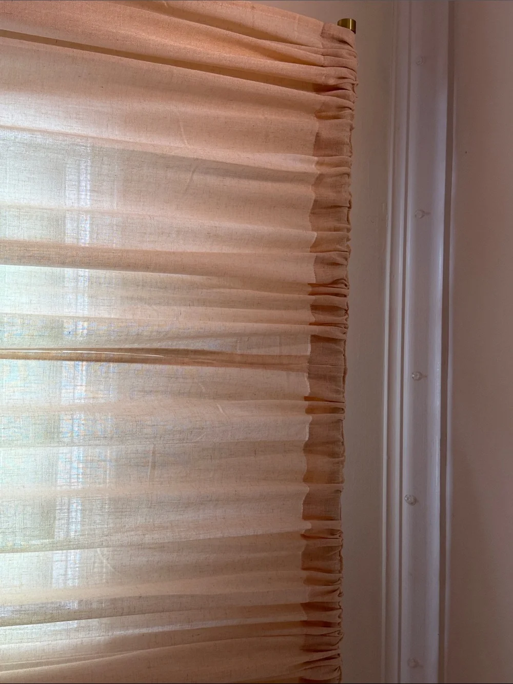 Sheer Peach-Beige Window Curtains - Elegant Light-Filtering Drapes